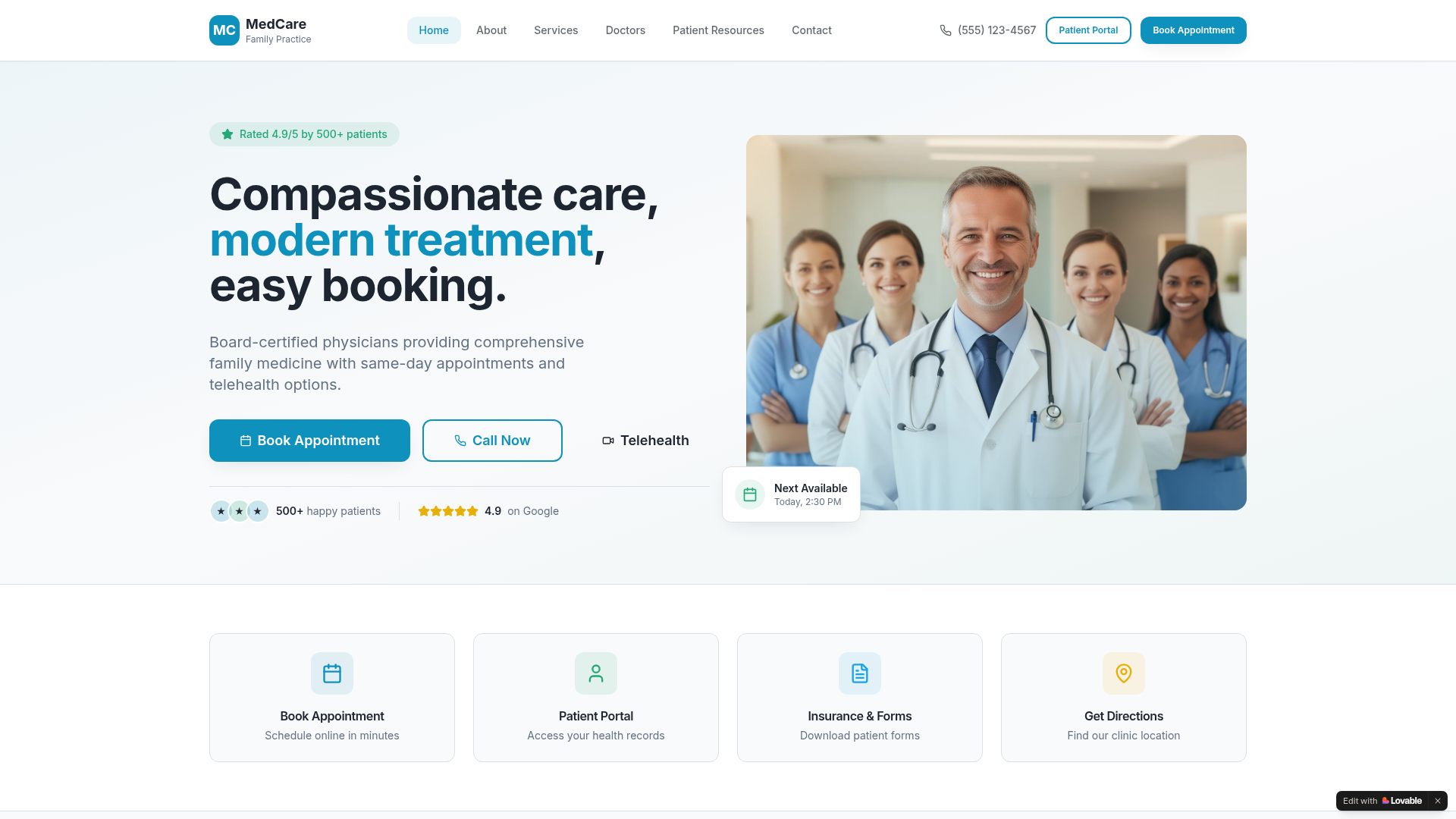 Modern Dental Clinic Website live preview