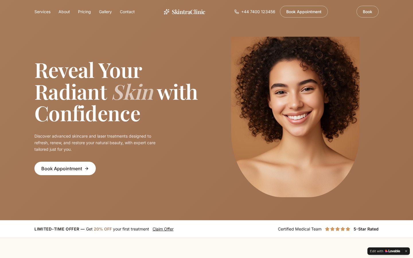 Luxury Med Spa Booking System live preview