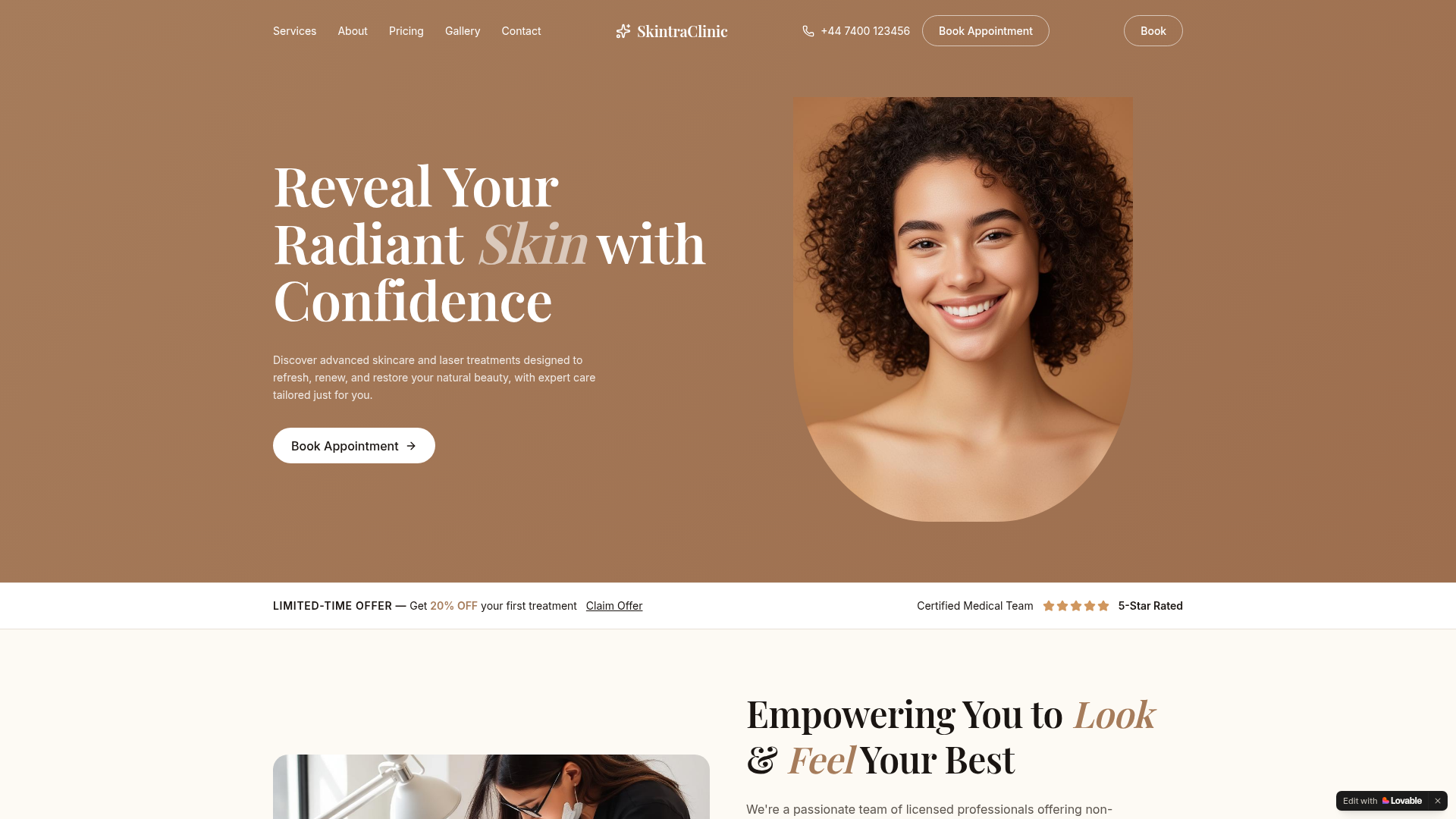 Luxury Med Spa Booking System live preview